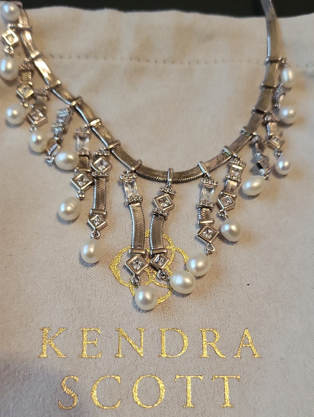 Kendra Scott Gracie Stmt Nck Elegant Pearl Fringe Necklace Rhd 115